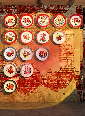 搪瓷盘东北墙面装饰铁锅炖餐饮壁画贴破店80年代怀旧老物件供销社