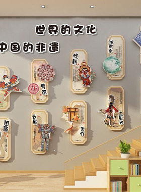 幼儿园环创国风非遗传统文化主题墙面装饰材料美术画室背景布置贴