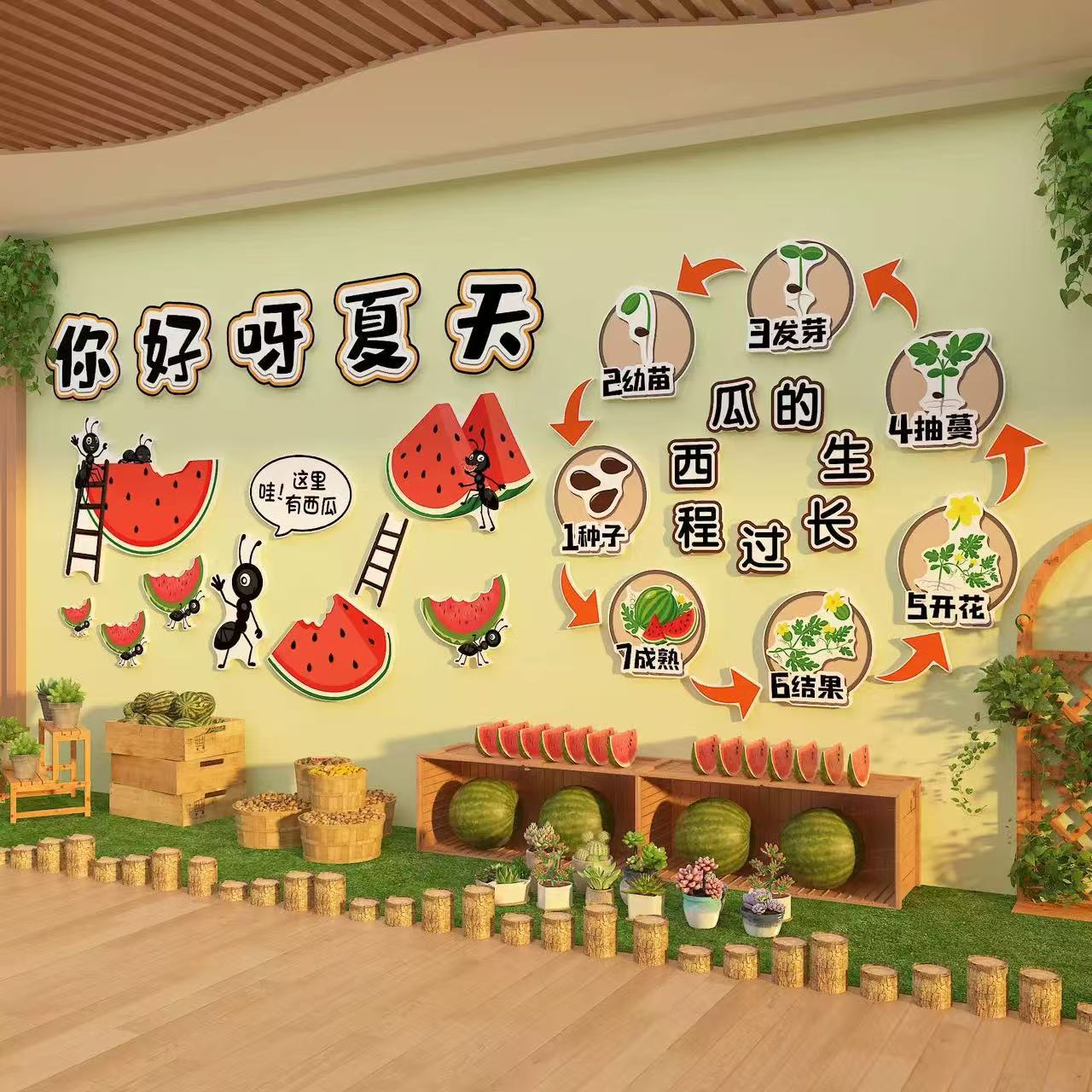 幼儿园你好夏天主题墙贴海滩海洋立体环创布置夏日安全教育文化墙图片