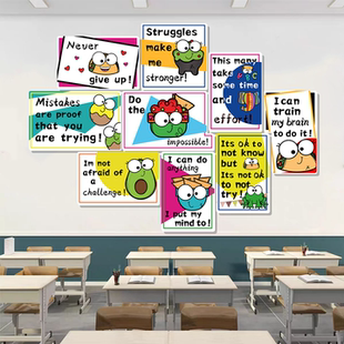 少儿英语角班级文化启蒙工作教室布置装 饰墙面贴标语培训机构环创
