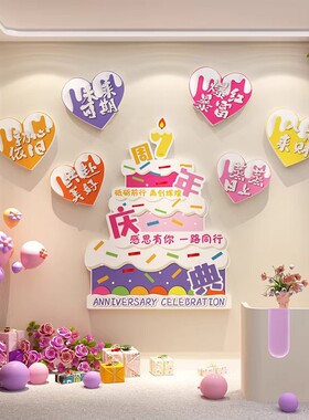 周年庆典场景布置氛围感墙面装饰品业高级感门店铺墙贴