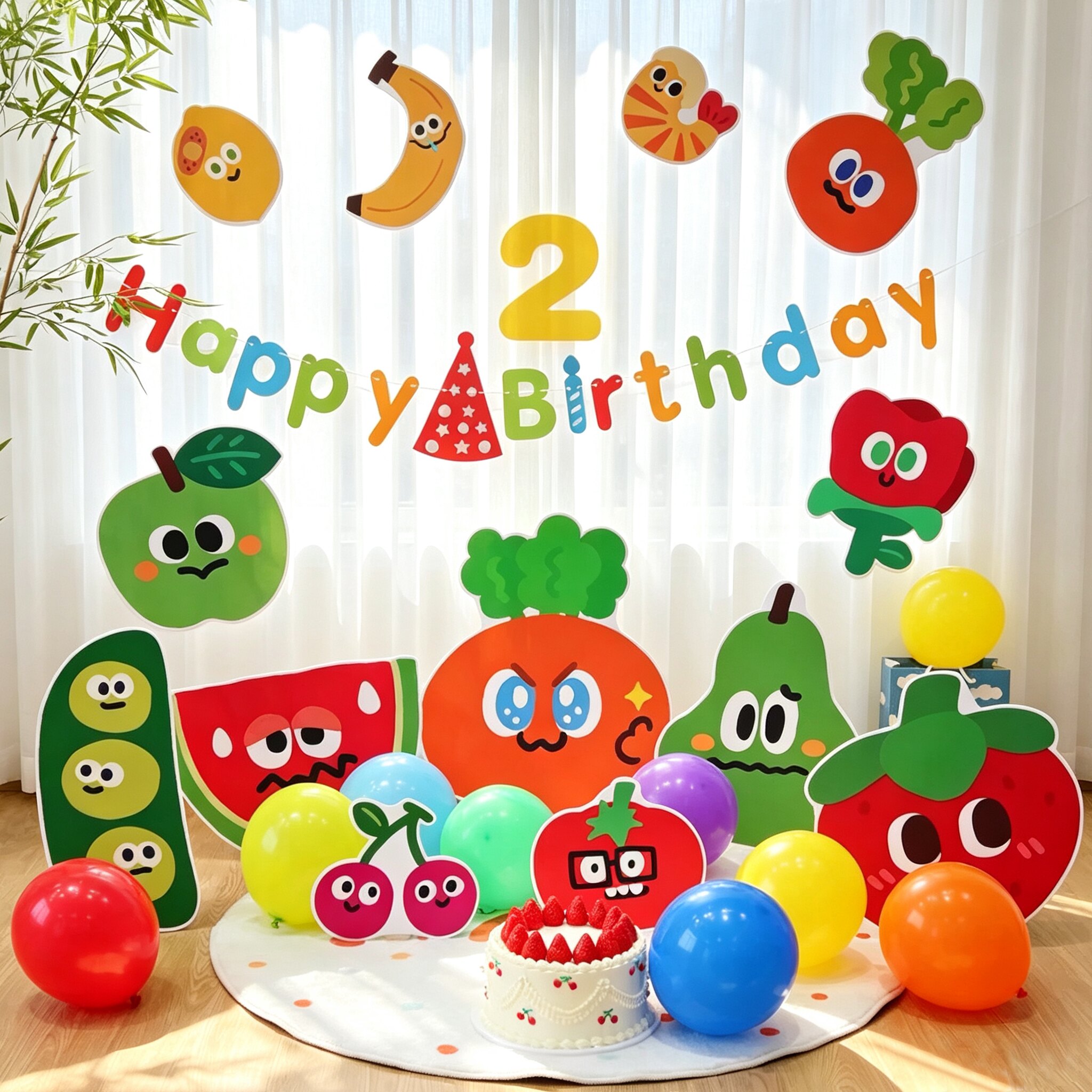五月天胡萝卜主题男女生日派对布置宝宝周岁百天装饰场景气球kt板