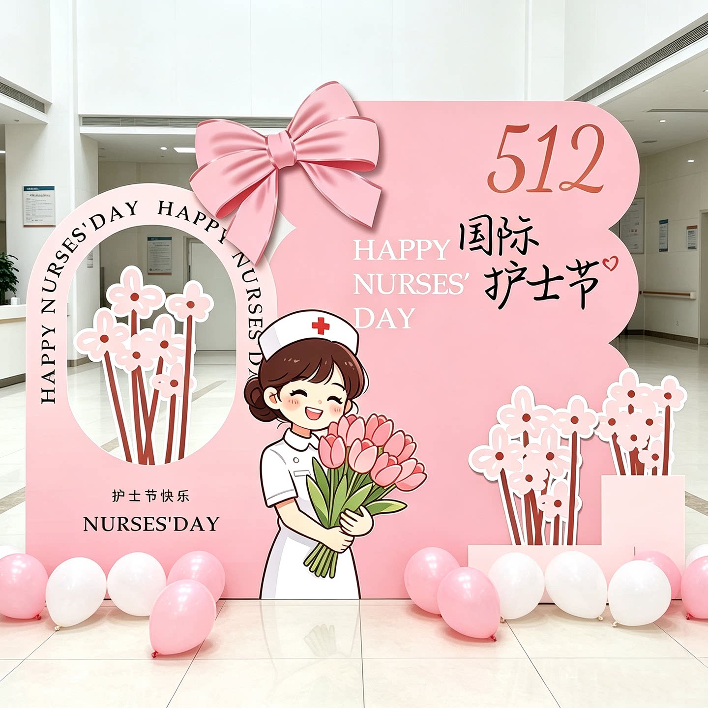 512国际护士节场景布置医院诊所科室活动打卡拍照氛围装饰KT板