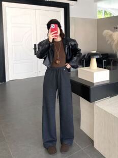 约尚故事25秋冬7927#显瘦气质窄版小直筒羊绒阔腿裤