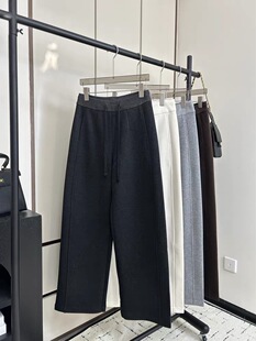 一条过冬25冬7321#欧货高档中高腰抽绳加绒加厚显瘦羊毛直筒裤