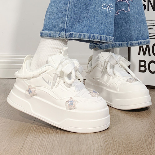 回力白色原创星星厚底板鞋