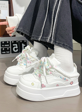回力原创音符印花厚底小白鞋女款百搭配裙子可爱爆款增高休闲鞋子