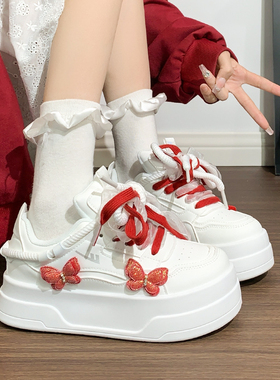 回力女鞋原创蝴蝶厚底板鞋子ins潮百搭小众设计爆款增高小白鞋女