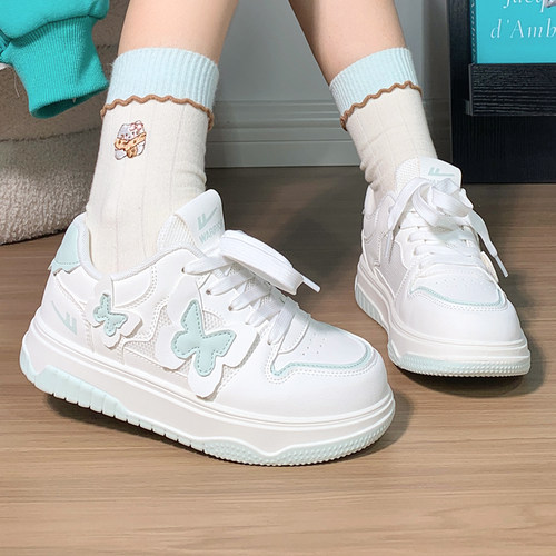 回力原创蝴蝶网面透气厚底小白鞋