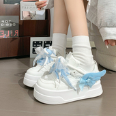 子女ins潮百搭小众设计增高板鞋 回力女鞋 原创天使翅膀厚底小白鞋