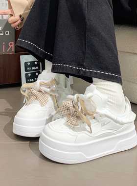 回力原创蝴蝶结厚底小白鞋女鞋2025新款爆款百搭小众休闲增高板鞋