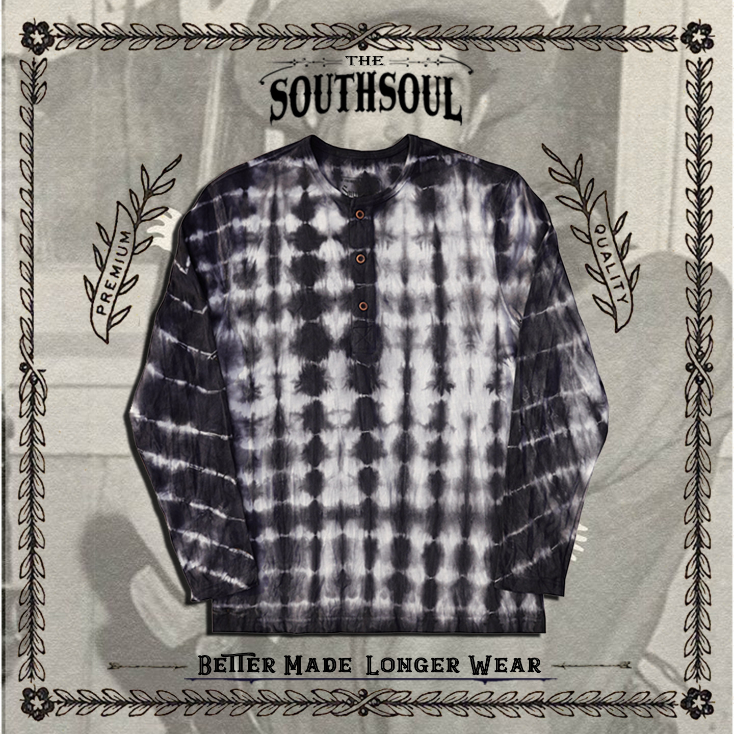 重磅纯棉手工植物染色长袖亨利衫