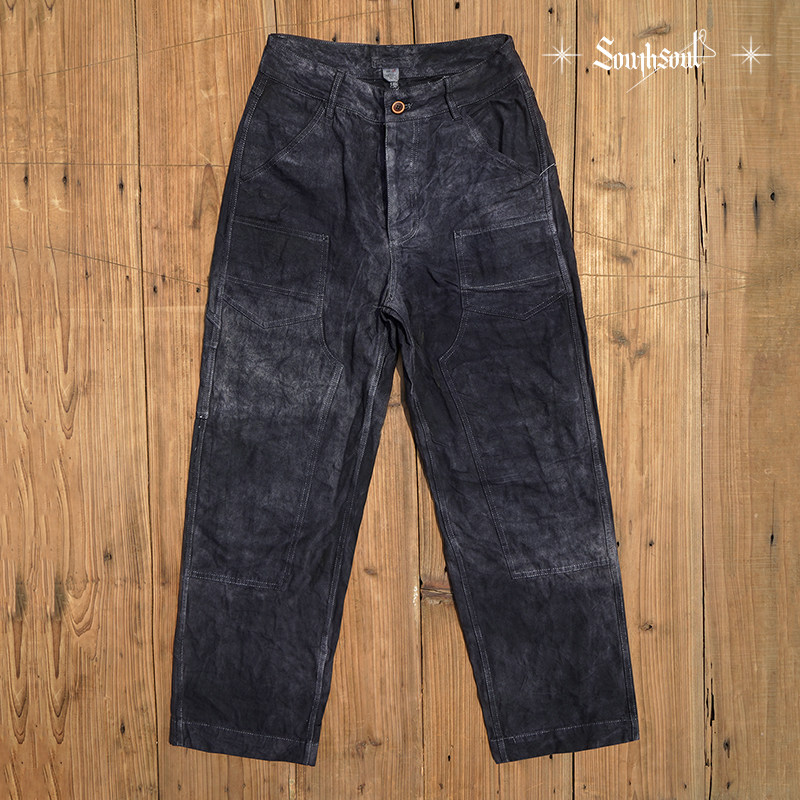 美式复古重磅纯棉植物染色井下裤