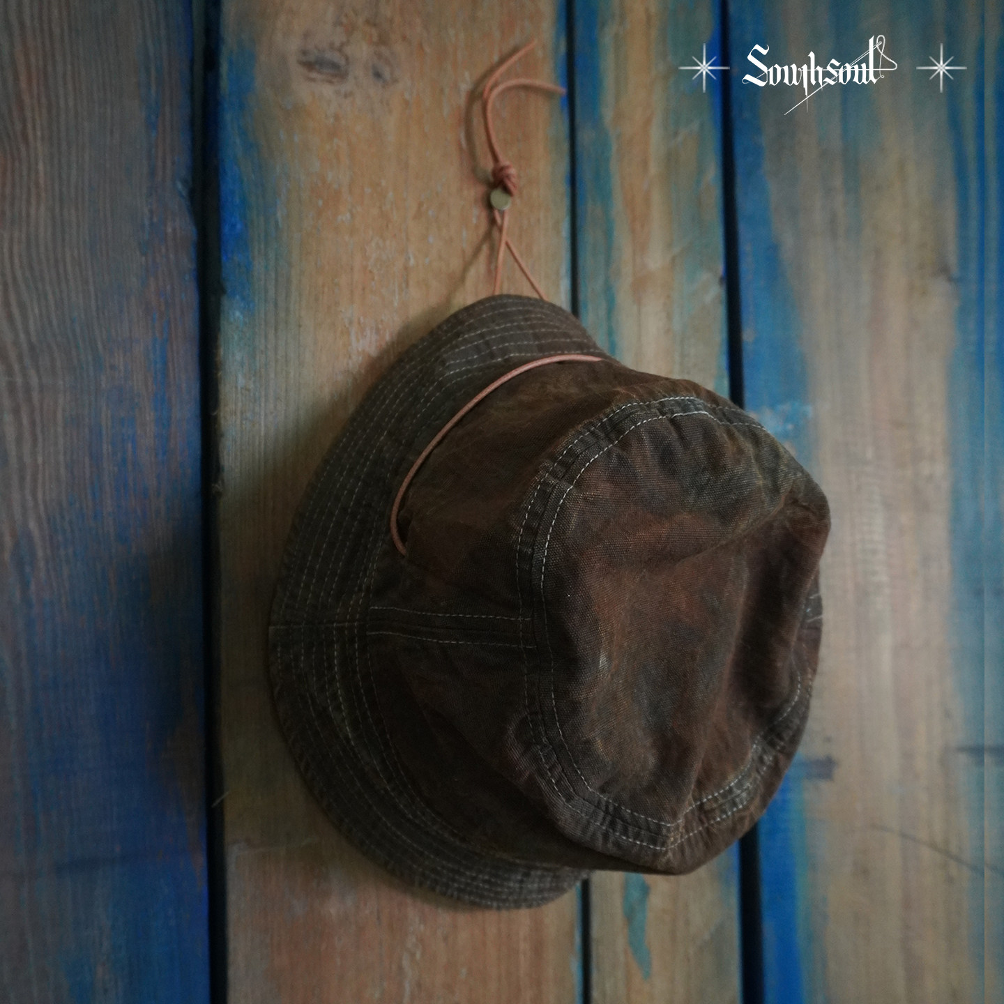 复古重磅纯棉手工植物染色渔夫帽