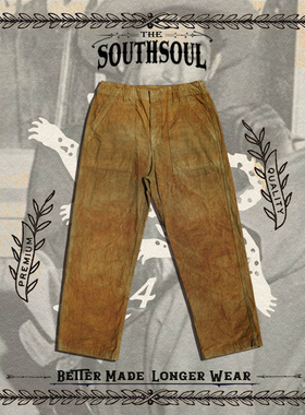 美式复古重磅纯棉高密细帆布植物染og107工装裤洋葱皮染薯莨染