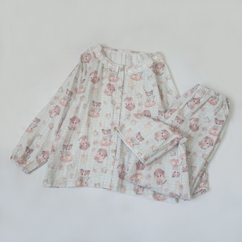 全棉双层纱布四季舒适女士家居服