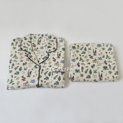 100%全棉绒布春秋冬睡衣两件套