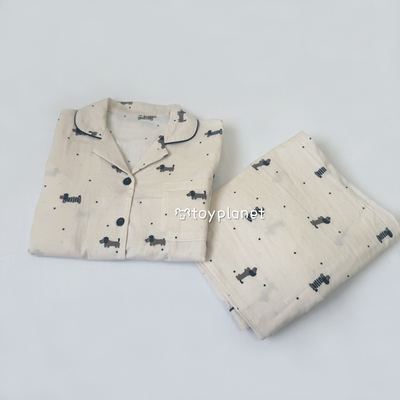 全棉双层纱布女士舒适家居服套装