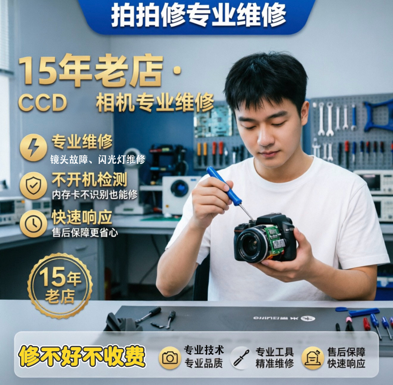 数码相机CCD维修镜头出错霉菌卡槽屏幕不开机微单反进水清洗保养图片