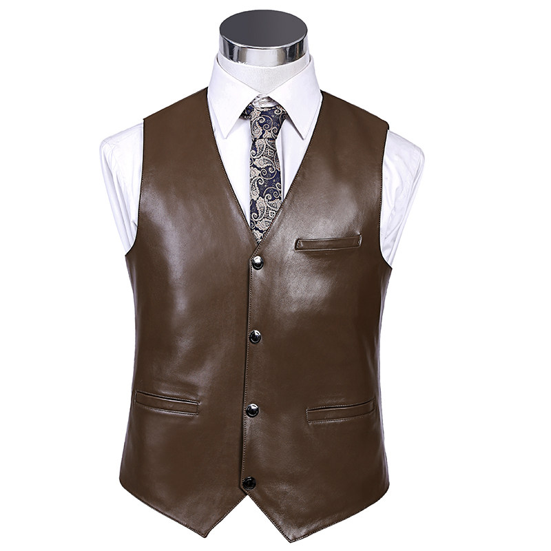 MENS VEST LEATHER SHOULDER LAYER LEATHER VEST SUIT MENS DAD COWHIDE HORSE CLIP MIDDLE-AGED AND ELDERLY NEW PRODUCTS