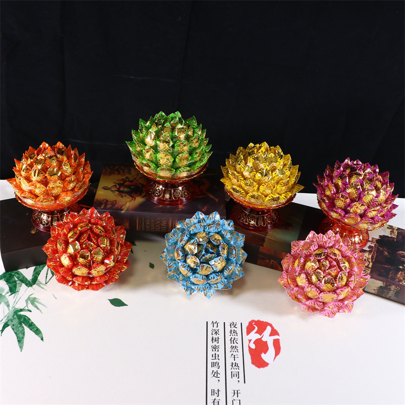 旭鑫5层糖塔莲花佛前摆件供佛用品创意家用拜拜