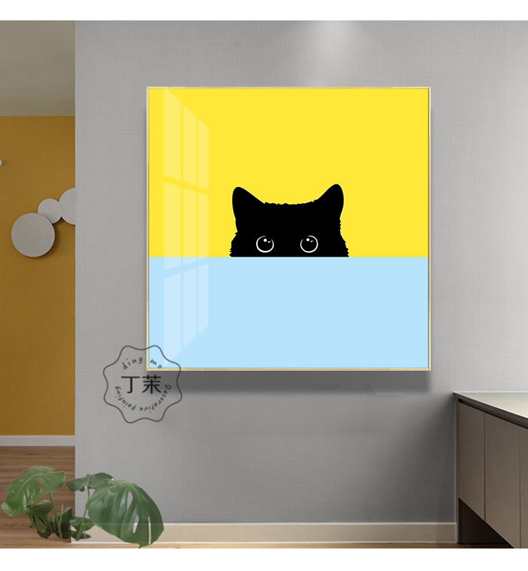 北欧小清新趣味母婴店装饰画可爱猫咪儿童房挂画现代简约玄关壁画图片