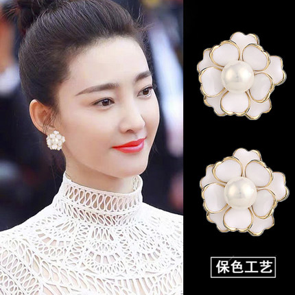 白玫瑰耳钉女纯银高级感2025年新款潮气质耳饰法式网红防过敏耳环