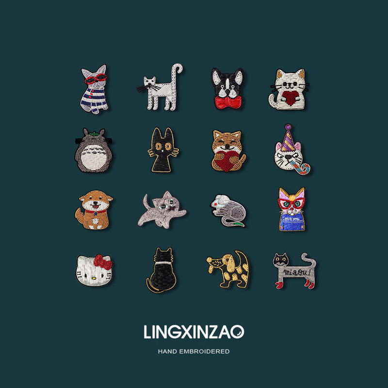 灵心造印度丝手工刺绣卡通可爱猫咪小狗胸针衣服别针配饰精致时尚,饰品/流行首饰/时尚饰品新,胸针,淘宝优惠券,粉丝福利购,淘宝优惠卷