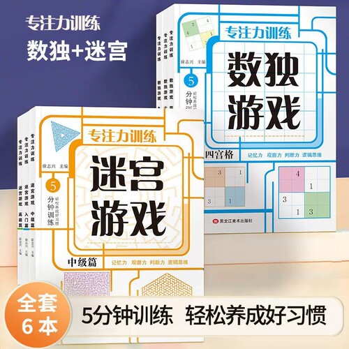迷宫游戏专注力训练益智思维幼儿数独九宫格六宫格四宫格一年级5分钟训练记忆力观察力判断逻辑思维阶梯训练基础入门初级中级高级