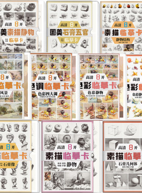 绘改变高清8开 素描色彩临摹卡色彩风景静物单体石膏几何体静物结构国美石膏五官结构明暗组合 步骤艺考校考高级教材原画袋装手稿