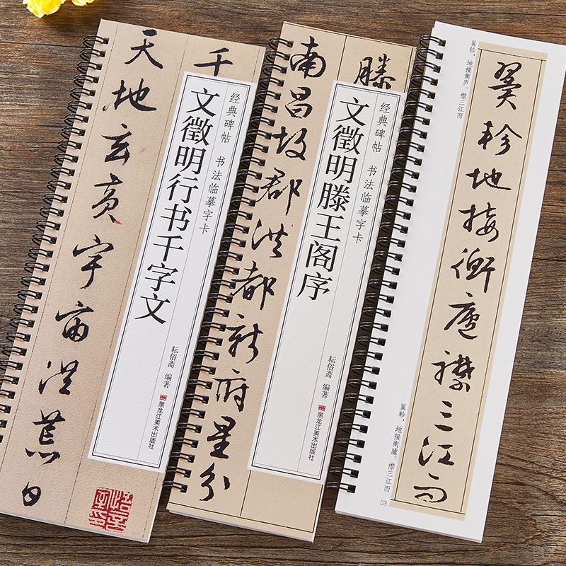 文徵明行书千字文滕王阁序行书毛笔书法字帖全文经典碑帖书法临摹字卡原大版墨迹本文征明成人学生临摹范本近距离临摹临帖卡黑龙江