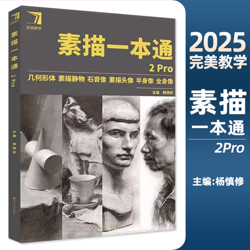 素描一本通2Pro 2025完美教学杨慎修一起画几何形体素描静物石膏像素描头像半身像全身像范画临摹美术高考联考教材教程画册范本书