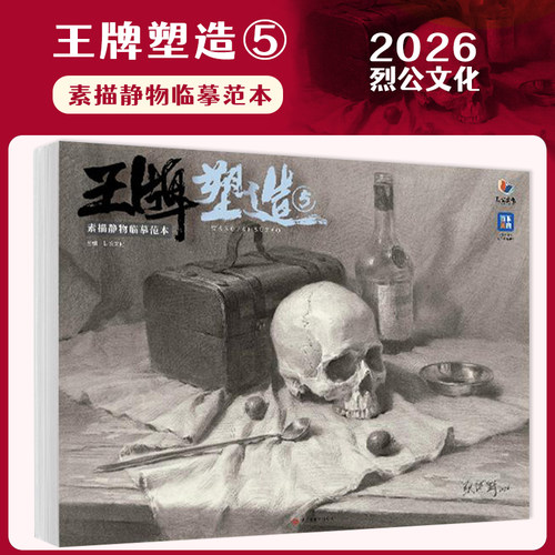 王牌塑造5素描静物临摹范本 2026烈公文化张河野素描基础单体组合静物步骤范画对照考题画面训练美术高考联考教材教程书籍画册