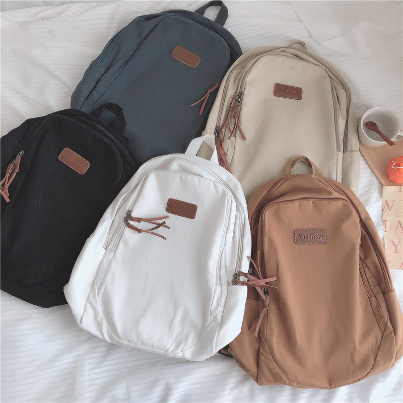 做旧帆布书包高中大学生女大容量复古学院风小众设计感双肩包初中