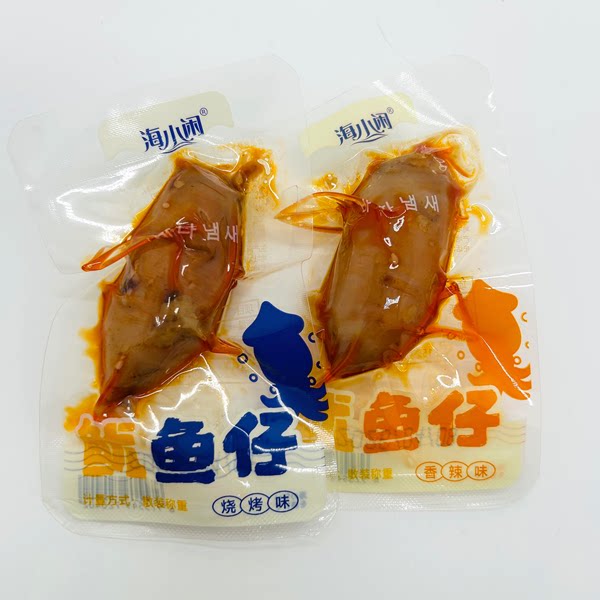 海小闲鱿鱼仔烧烤味香辣味500g海味即食休闲零食熟食带籽鱿鱼零食