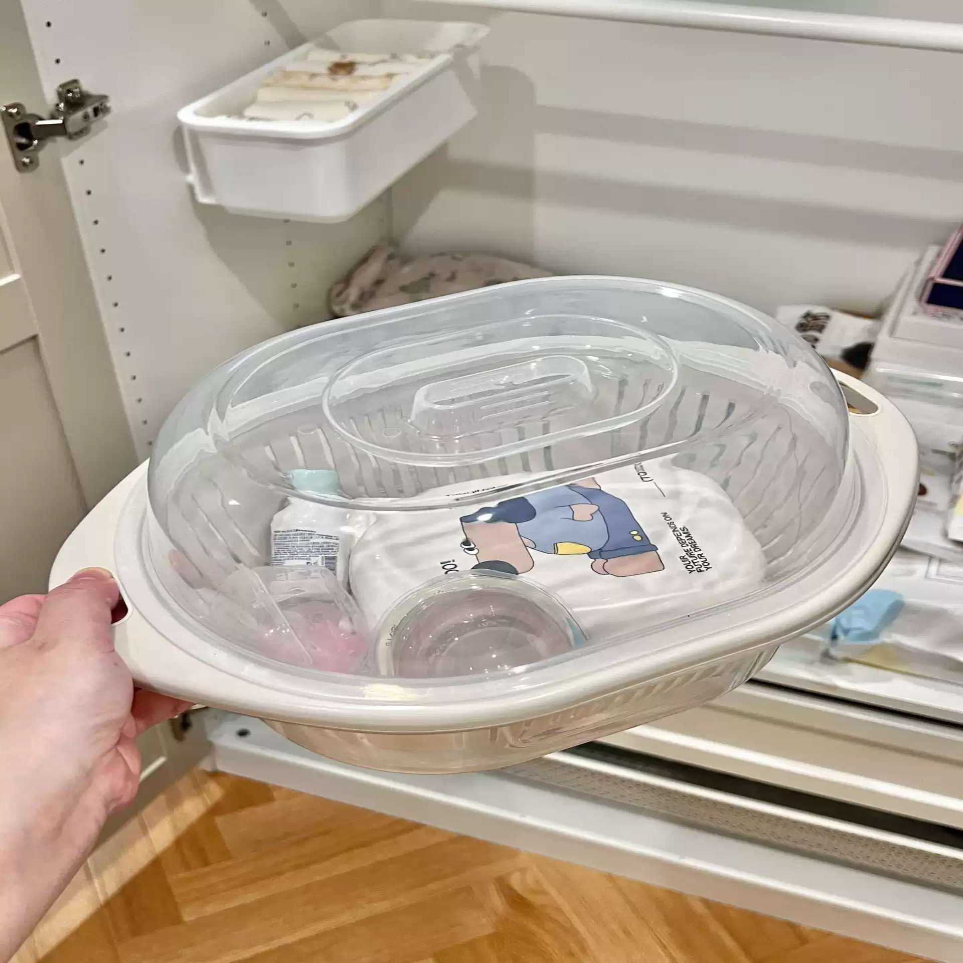沥水篮婴儿奶瓶高温烫洗消毒清洗收纳盒防尘收纳一体吸奶器沥水架