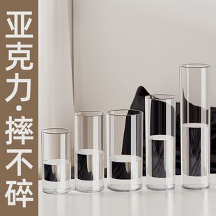 新款防水测试桶长圆柱桶塑料圆桶实验专用体桶透明桶细高亚克力桶