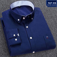 Paul's oversized long-sleeved shirt, made of pure cotton Oxford fabric, is a middle-aged loose and casual plus-size all-cotton checkered shirt thumbnail 4