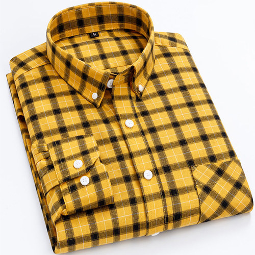 全棉薄款加肥加大码格子长袖衬衫