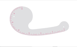 迪涵/DIHAN 9034 迷你1/2服装袖山尺 6字裁剪尺 多功能尺逗号尺