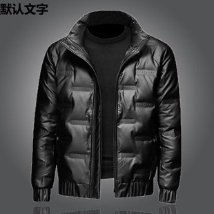 夹克外套 立领亮面加绒衣外套保暖短款 冬装 加厚加绒棉服男潮流时尚