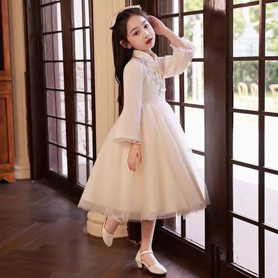 花童婚礼小女孩礼服2025新款中式女童生日公主裙高端主持人演出服