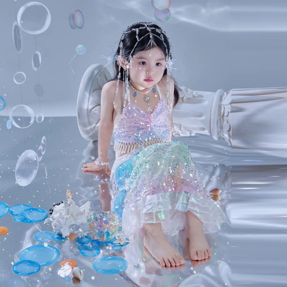 儿童礼服2026新款人鱼公主影楼主题服装小女孩生日摄影写真公主裙