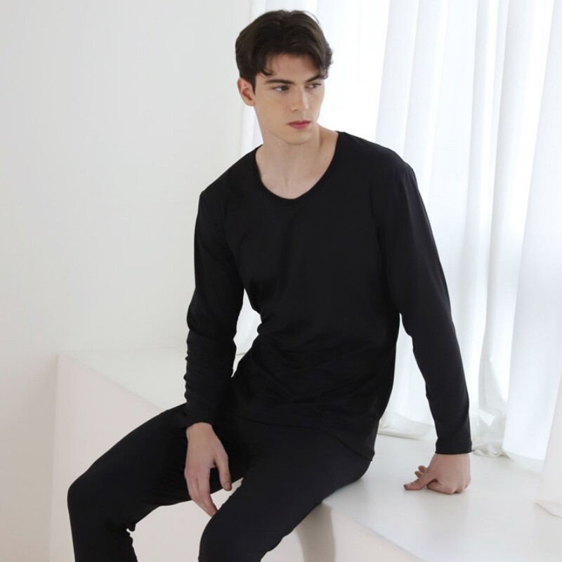 青少年薄款秋衣秋裤套装男士式打底棉毛衫秋冬季修身加绒保暖内衣