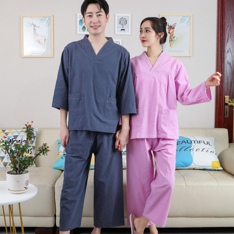 汗蒸服女款皱棉情侣套装男桑拿服汗蒸服