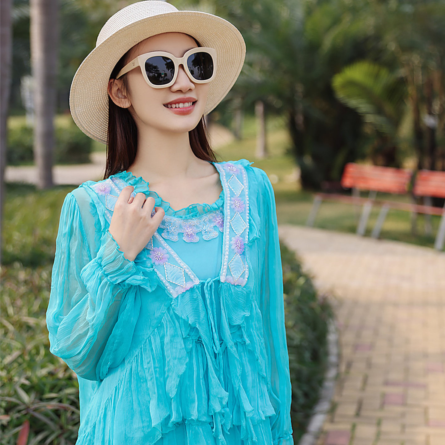 真丝套装裙女2026年新款气质名媛桑蚕丝外披开衫背心裙时尚两件套