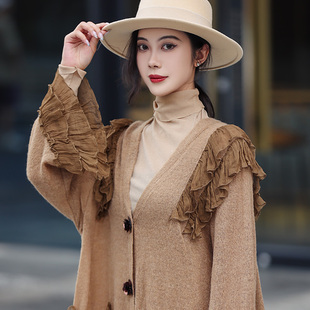 针织开衫女夏季新款马海毛软糯毛衣外套中长款上衣宽松慵懒风外搭