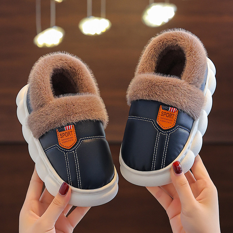 加厚毛绒亲子儿童棉拖鞋防水保暖