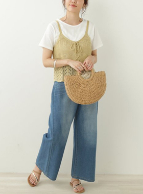 日单ray cassin白色短袖T恤针织吊带背心两件套olive外贸原单