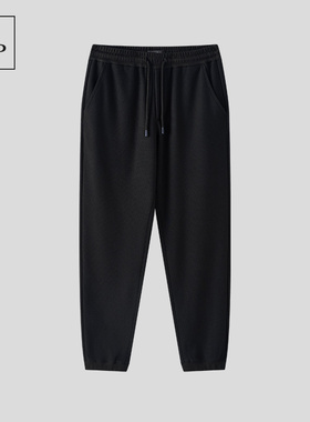 Marc O'Polo/MOP冬季新款加绒保暖黑色针织宽松弹力收脚休闲裤男